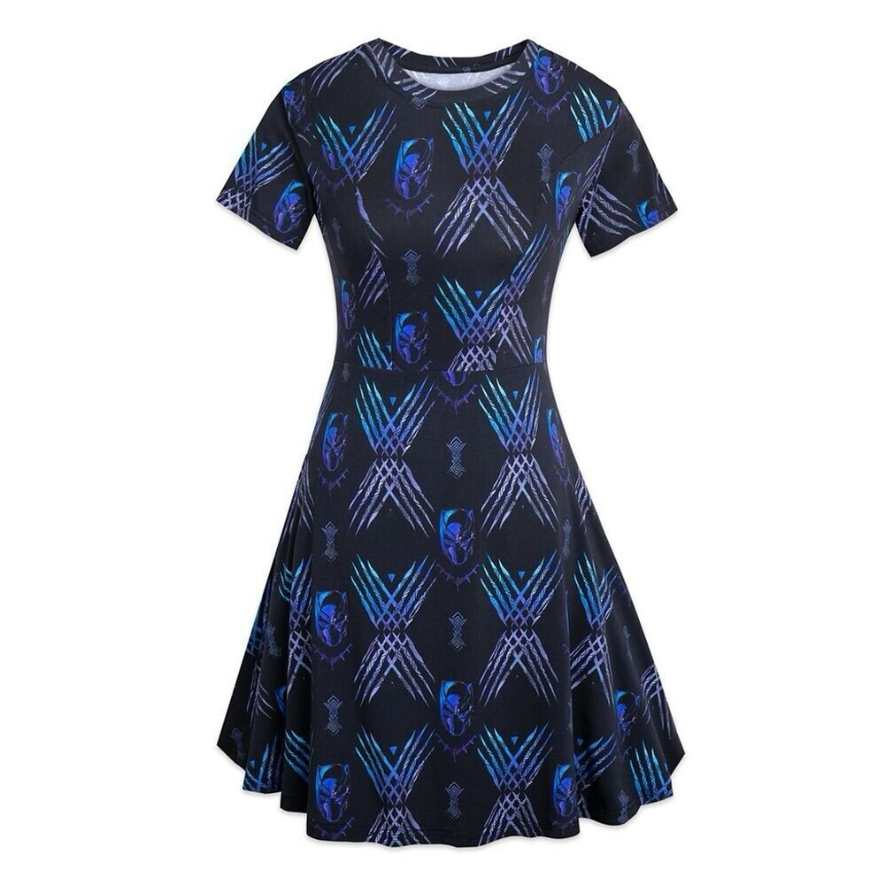 NWT Cakeworthy Marvel Dress Black Panther Short Sleeve Skater Black Sz. L